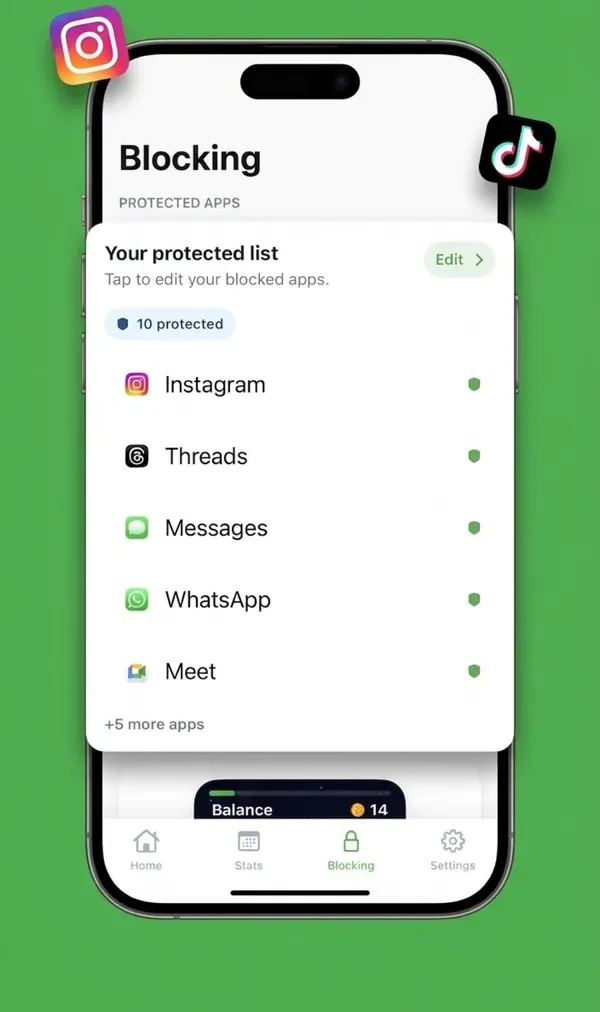 Spudy protected apps screen